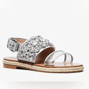 Michael Kors Lafayette Runway Embellished Genuine Metallic Snake SandalsUS11 NWT